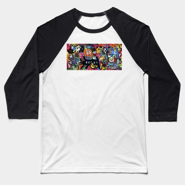 LOVE NATURE "and BITCOIN appeared in my painting" Baseball T-Shirt by Angel Rivas